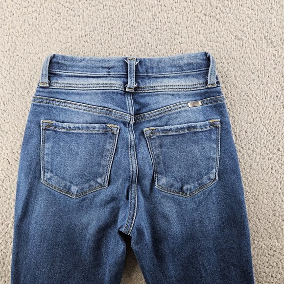 Kancan Jeans Womens 23 (23x26) Blue Straight Ankle High Rise Ripped Distressed - Picture 13 of 16